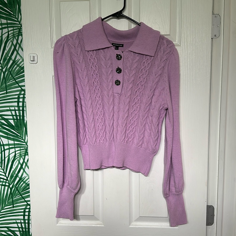 Lilac Who What Wear Collared Sweater Jumper